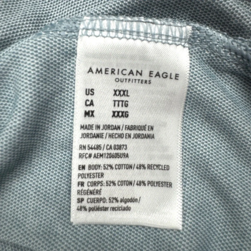 American Eagle Outfitters Mens Blue Gray Polo Shirt Size XXXL‎ Tall NWT